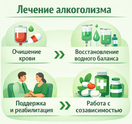 лечение алкоголизма в Менделеевске этапы